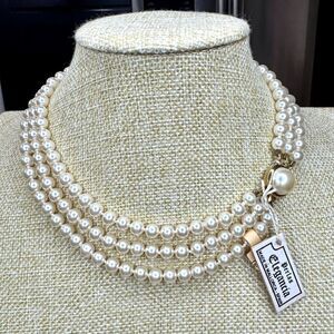 Vintage Mallorca Pearl Necklace Perlas Elegancia by Evelyne Alay Triple Strand